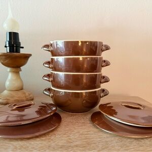 Vintage Apilco France Porcelain 4 Bowl Set with lids